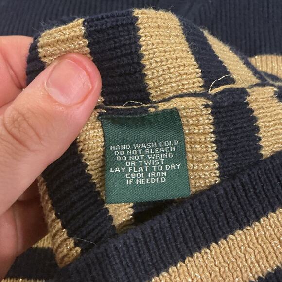 Lauren Ralph Lauren Womens Sweater Size Small Navy Blue Gold Metallic Nautical - Picture 6 of 7